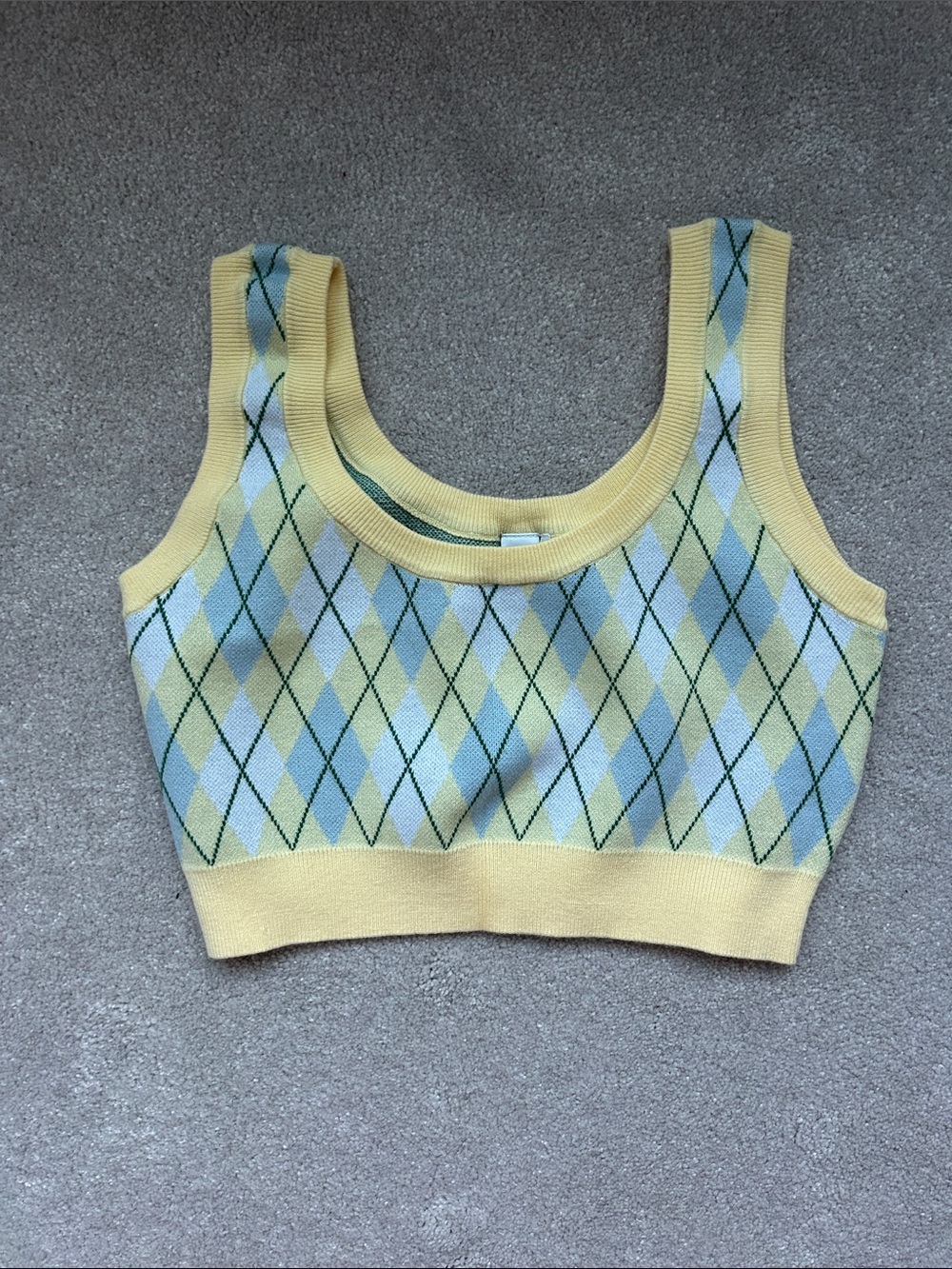 Simons Twik Pastel Yellow and Mint Argyle golf top